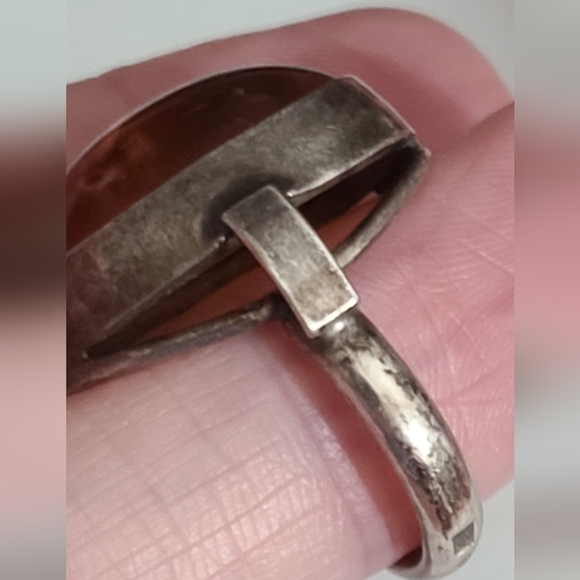 Vintage 925 European Amber Ring Sz 5.25 Poland Sterling Silver Huge Stone - Picture 5 of 14